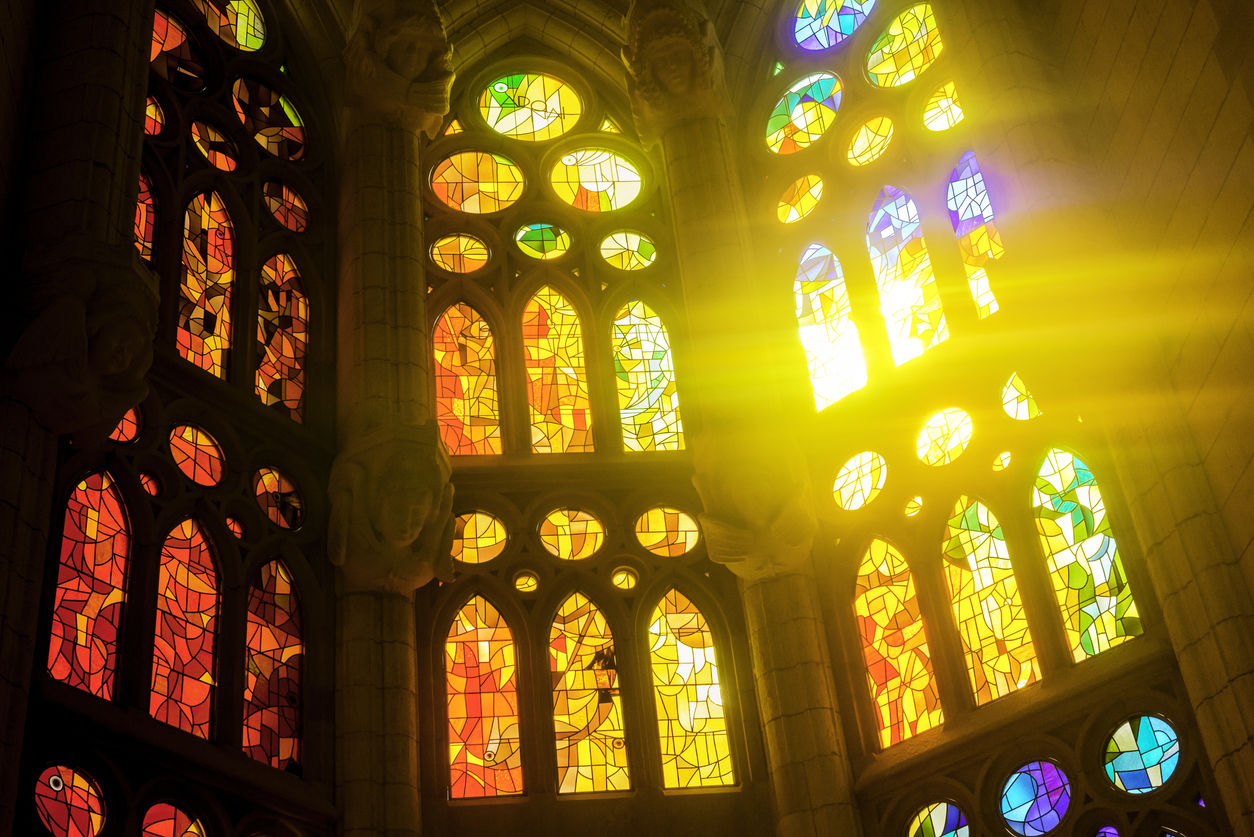 Sagrada Familia glass window in Barcelona